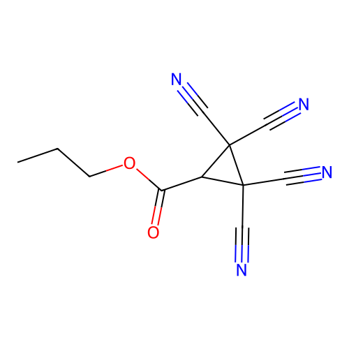 Propyl 2,2,3,3-tetracyano-1-cyclopropanecarboxylate structure