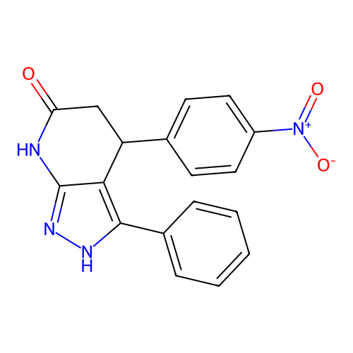 4-(4-nitrophenyl)-3-phenyl-1,4,5,7-tetrahydro-6H-pyrazolo[3,4-b]pyridin-6-one structure
