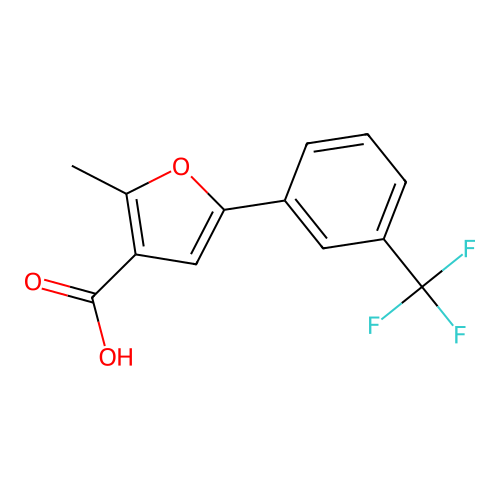 2-Methyl-5-[3-(trifluoromethyl)phenyl]furan-3-carboxylic acid structure