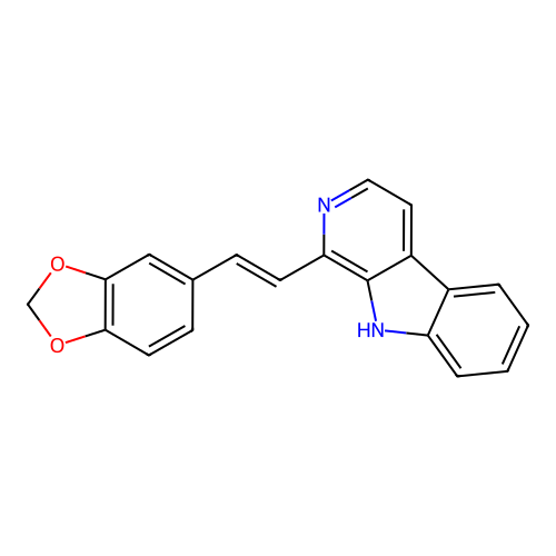 1-[(E)-2-(1,3-benzodioxol-5-yl)ethenyl]-9H-beta-carboline structure