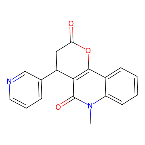 6-methyl-4-(pyridin-3-yl)-4,6-dihydro-2H-pyrano[3,2-c]quinoline-2,5(3H)-dione structure