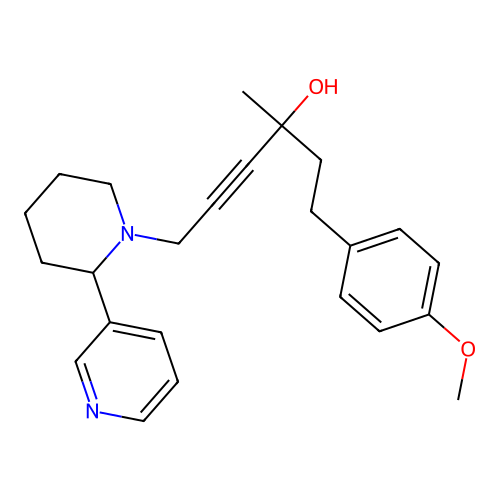 1-(4-Methoxyphenyl)-3-methyl-6-(2-(pyridin-3-yl)piperidin-1-yl)hex-4-yn-3-ol structure