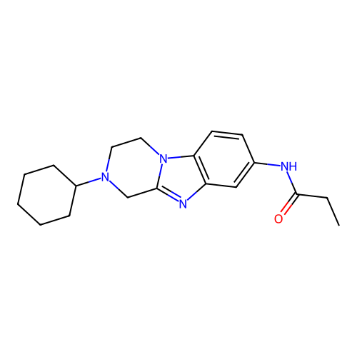 N-(2-cyclohexyl-1,2,3,4-tetrahydropyrazino[1,2-a]benzimidazol-8-yl)propanamide structure