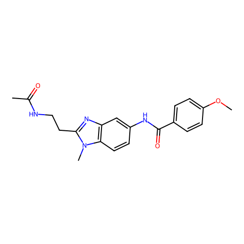 N-[2-(2-Acetylamino-ethyl)-1-methyl-1H-benzoimidazol-5-yl]-4-methoxy-benzamide structure