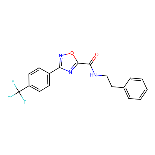N-(2-phenylethyl)-3-[4-(trifluoromethyl)phenyl]-1,2,4-oxadiazole-5-carboxamide structure