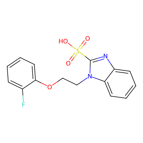 1-[2-(2-fluorophenoxy)ethyl]-1H-benzimidazole-2-sulfonic acid structure
