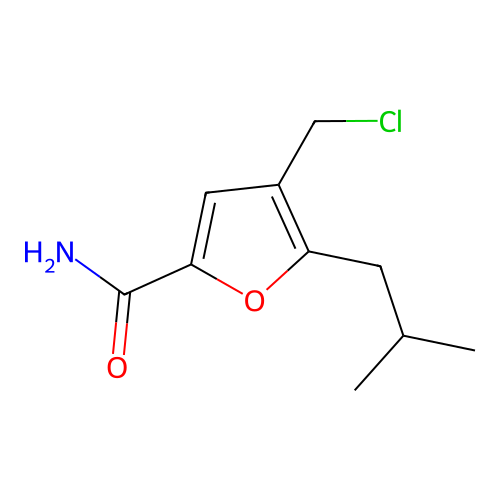 4-(Chloromethyl)-5-(2-methylpropyl)furan-2-carboxamide structure