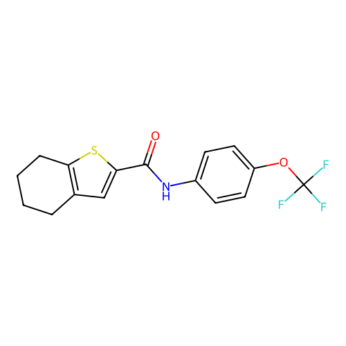 N-[4-(trifluoromethoxy)phenyl]-4,5,6,7-tetrahydro-1-benzothiophene-2-carboxamide structure