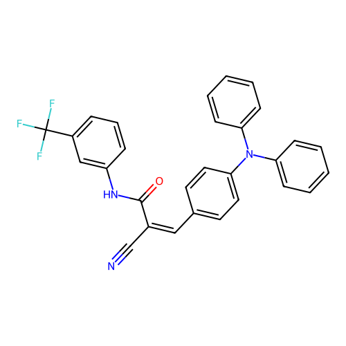 2-cyano-3-[4-(diphenylamino)phenyl]-N-[3-(trifluoromethyl)phenyl]prop-2-enamide structure
