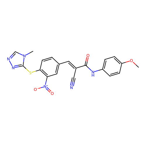 (E)-2-cyano-N-(4-methoxyphenyl)-3-[4-[(4-methyl-1,2,4-triazol-3-yl)sulfanyl]-3-nitrophenyl]prop-2-enamide structure