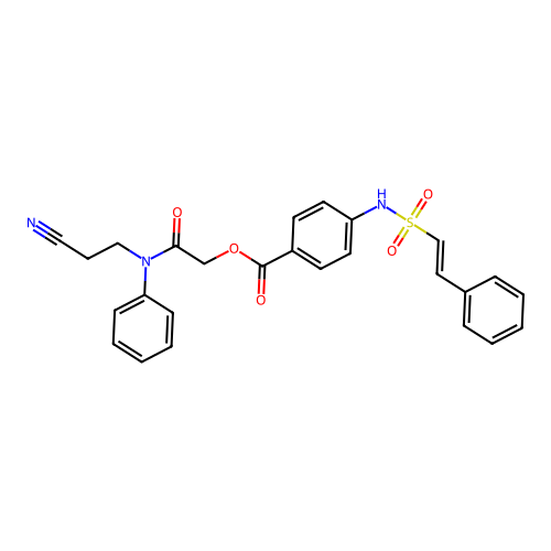 [(2-Cyanoethyl)(phenyl)carbamoyl]methyl 4-(2-phenylethenesulfonamido)benzoate structure