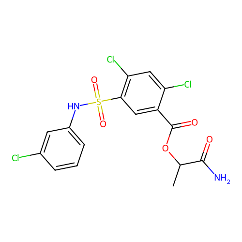 (1-Amino-1-oxopropan-2-yl) 2,4-dichloro-5-[(3-chlorophenyl)sulfamoyl]benzoate structure