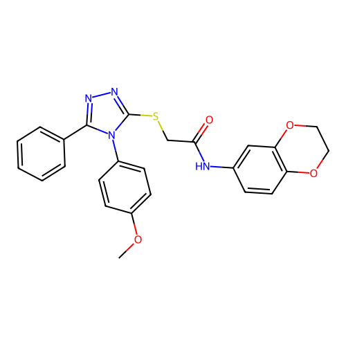 N-(2,3-dihydro-1,4-benzodioxin-6-yl)-2-{[4-(4-methoxyphenyl)-5-phenyl-4H-1,2,4-triazol-3-yl]sulfanyl}acetamide structure