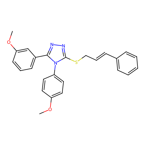 3-cinnamylsulfanyl-5-(3-methoxyphenyl)-4-(4-methoxyphenyl)-1,2,4-triazole structure