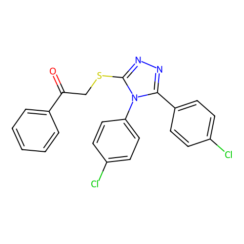 2-{[4,5-bis(4-chlorophenyl)-4H-1,2,4-triazol-3-yl]sulfanyl}-1-phenylethanone structure