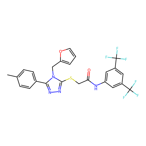 N-(3,5-bis(trifluoromethyl)phenyl)-2-((4-(furan-2-ylmethyl)-5-(p-tolyl)-4H-1,2,4-triazol-3-yl)thio)acetamide structure