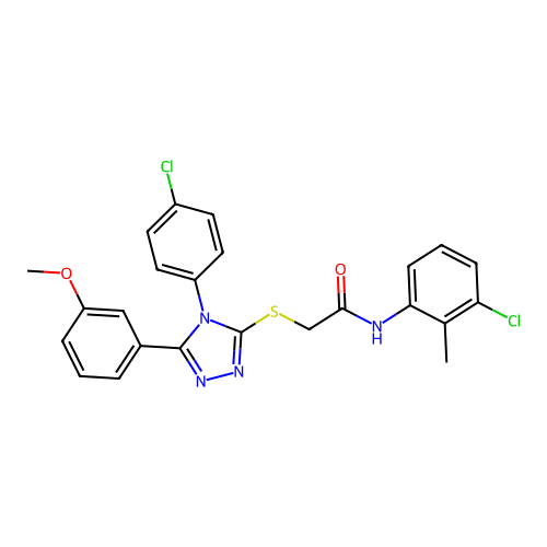 N-(3-chloro-2-methylphenyl)-2-{[4-(4-chlorophenyl)-5-(3-methoxyphenyl)-4H-1,2,4-triazol-3-yl]sulfanyl}acetamide structure
