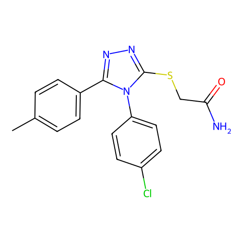 2-[[4-(4-chlorophenyl)-5-(4-methylphenyl)-1,2,4-triazol-3-yl]sulfanyl]acetamide structure
