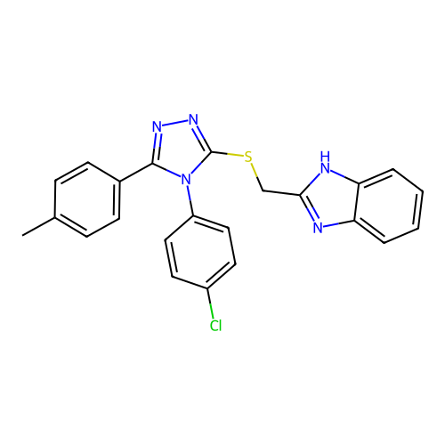 3-(benzimidazol-2-ylmethylthio)-4-(4-chlorophenyl)-5-(4-methylphenyl)-1,2,4-tr iazole structure