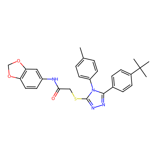N-(1,3-benzodioxol-5-yl)-2-[[5-(4-tert-butylphenyl)-4-(4-methylphenyl)-1,2,4-triazol-3-yl]sulfanyl]acetamide structure
