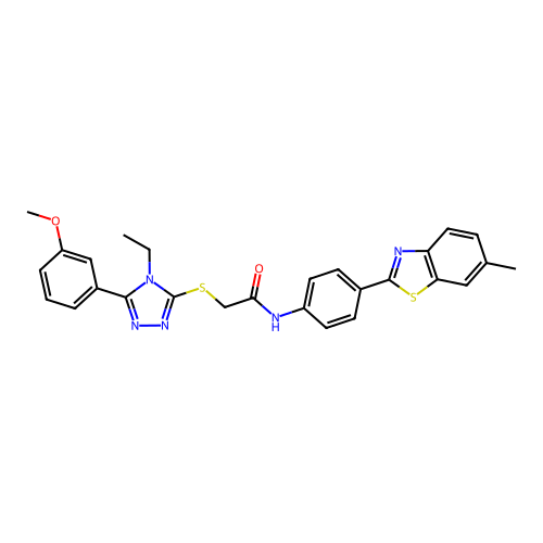 2-{[4-ethyl-5-(3-methoxyphenyl)-4H-1,2,4-triazol-3-yl]sulfanyl}-N-[4-(6-methyl-1,3-benzothiazol-2-yl)phenyl]acetamide structure