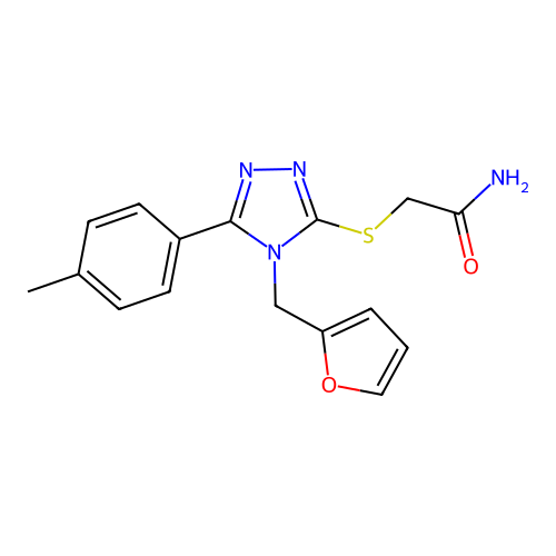 2-((4-(furan-2-ylmethyl)-5-(p-tolyl)-4H-1,2,4-triazol-3-yl)thio)acetamide structure
