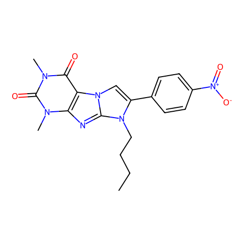 8-butyl-1,3-dimethyl-7-(4-nitrophenyl)-1H-imidazo[2,1-f]purine-2,4(3H,8H)-dione structure