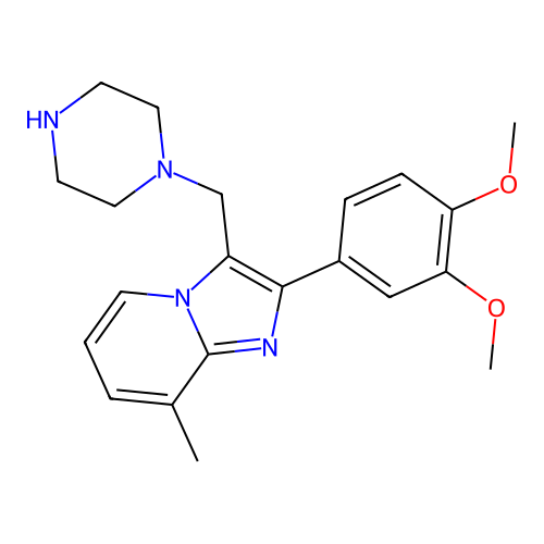 2-(3,4-Dimethoxyphenyl)-8-methyl-3-(piperazin-1-ylmethyl)imidazo[1,2-a]pyridine structure