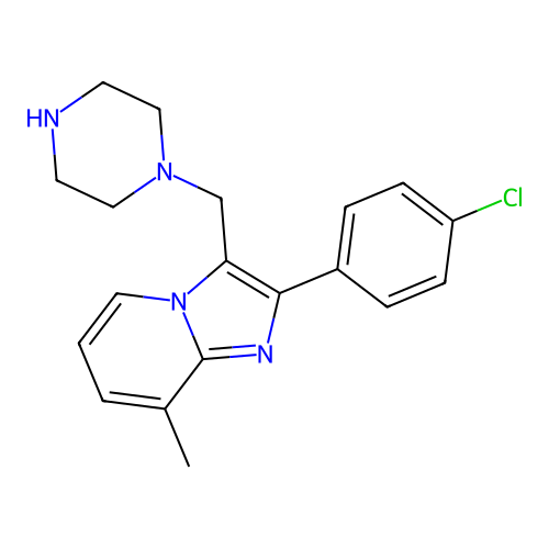 2-(4-Chlorophenyl)-8-methyl-3-(piperazin-1-ylmethyl)imidazo[1,2-a]pyridine structure