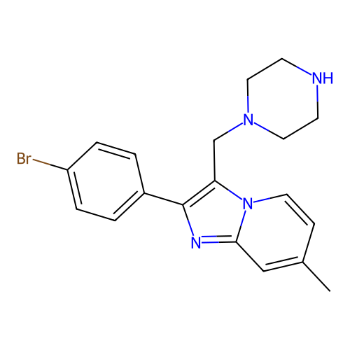 2-(4-Bromophenyl)-7-methyl-3-(piperazin-1-ylmethyl)imidazo[1,2-a]pyridine structure