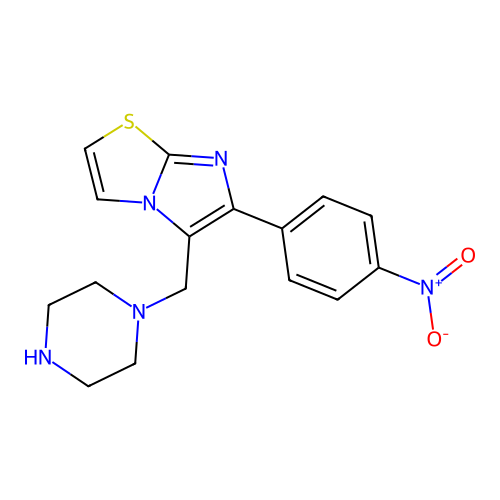 6-(4-Nitrophenyl)-5-piperazin-1-ylmethyl-imidazo-[2,1-b]thiazole structure