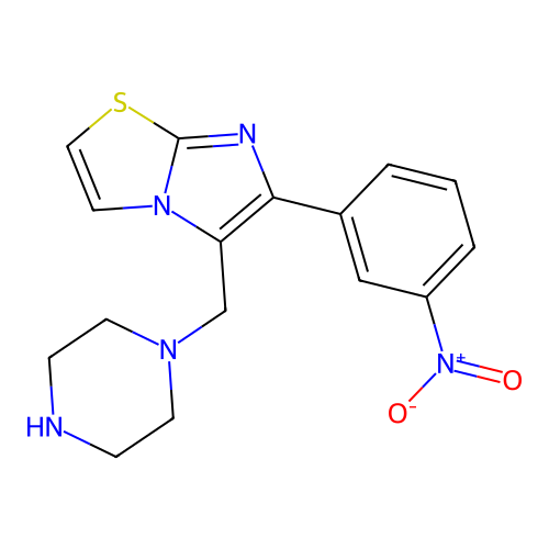 6-(3-Nitrophenyl)-5-piperazin-1-ylmethyl-imidazo-[2,1-b]thiazole structure