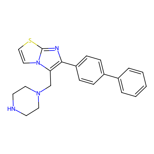 6-Biphenyl-4-yl-5-piperazin-1-ylmethylimidazo-[2,1-b]thiazole structure