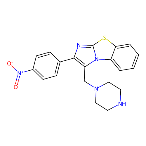 2-(4-Nitrophenyl)-3-piperazin-1-ylmethyl-benzo-[d]imidazo[2,1-b]thiazole structure