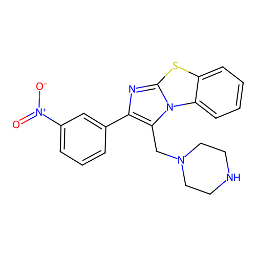 2-(3-Nitrophenyl)-3-piperazin-1-ylmethylbenzo-[d]imidazo[2,1-b]thiazole structure