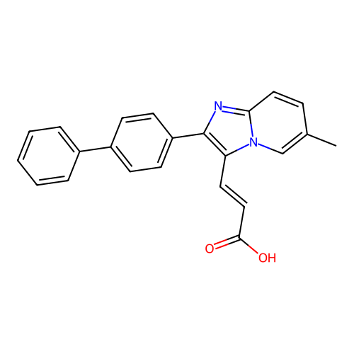 3-[6-Methyl-2-(4-phenylphenyl)imidazo[1,2-a]pyridin-3-yl]prop-2-enoic acid structure
