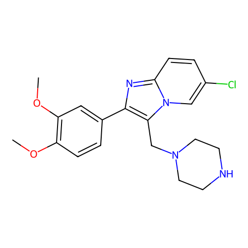 6-Chloro-2-(3,4-dimethoxyphenyl)-3-(piperazin-1-ylmethyl)imidazo[1,2-a]pyridine structure