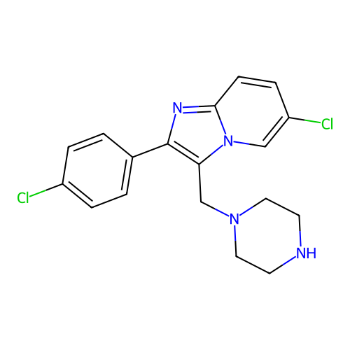 6-Chloro-2-(4-chlorophenyl)-3-(piperazin-1-ylmethyl)imidazo[1,2-a]pyridine structure