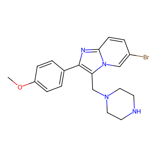 6-Bromo-2-(4-methoxyphenyl)-3-piperazin-1-ylmethylimidazo[1,2-a]pyridine structure