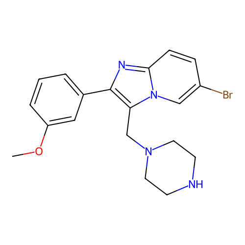6-Bromo-2-(3-methoxyphenyl)-3-piperazin-1-ylmethylimidazo[1,2-a]pyridine structure