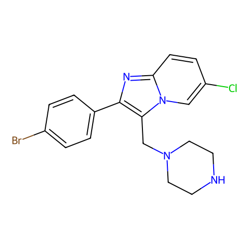 2-(4-Bromophenyl)-6-chloro-3-(piperazin-1-ylmethyl)imidazo[1,2-a]pyridine structure