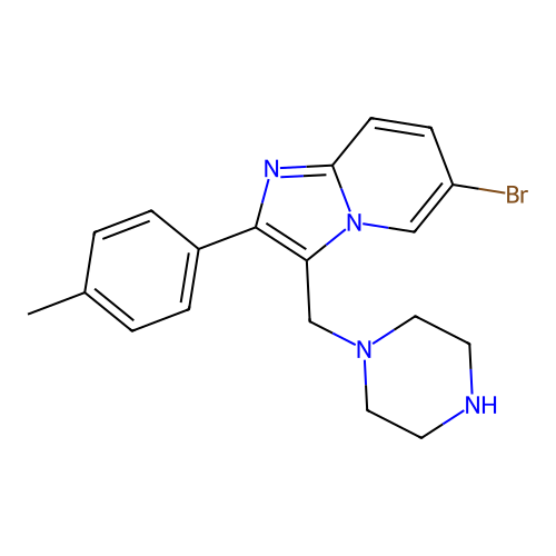 6-Bromo-2-(4-methylphenyl)-3-(piperazin-1-ylmethyl)imidazo[1,2-a]pyridine structure