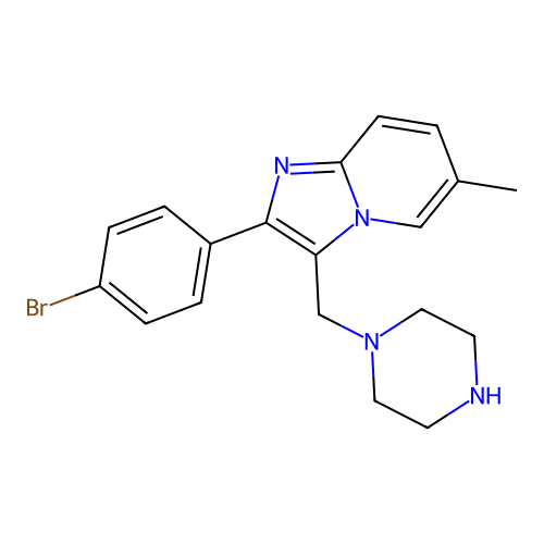 2-(4-Bromophenyl)-6-methyl-3-(piperazin-1-ylmethyl)imidazo[1,2-a]pyridine structure