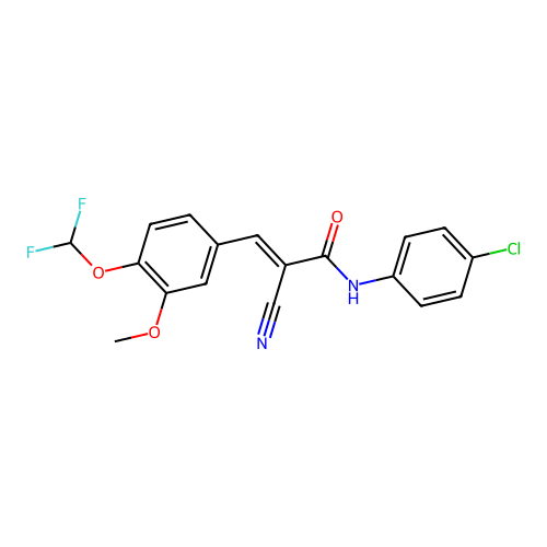 (E)-N-(4-chlorophenyl)-2-cyano-3-[4-(difluoromethoxy)-3-methoxyphenyl]prop-2-enamide structure