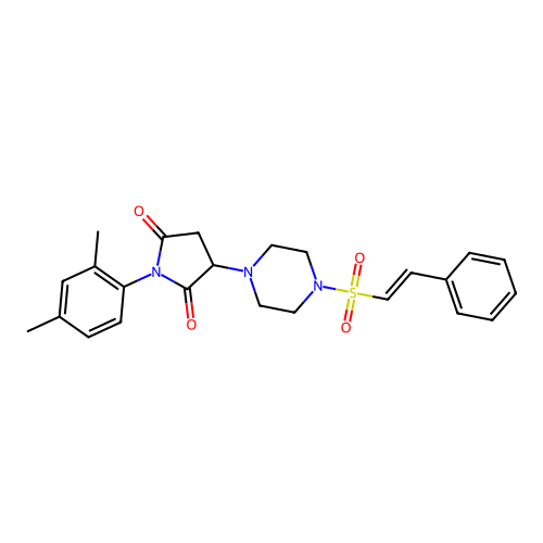 1-(2,4-dimethylphenyl)-3-[4-(2-phenylethenesulfonyl)piperazin-1-yl]pyrrolidine-2,5-dione structure