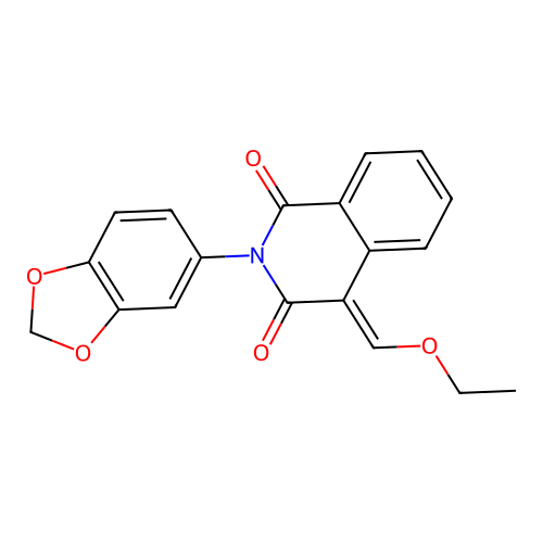 (4E)-2-(1,3-benzodioxol-5-yl)-4-(ethoxymethylidene)isoquinoline-1,3(2H,4H)-dione structure