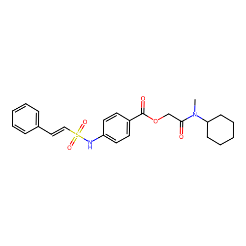 [Cyclohexyl(methyl)carbamoyl]methyl 4-(2-phenylethenesulfonamido)benzoate structure