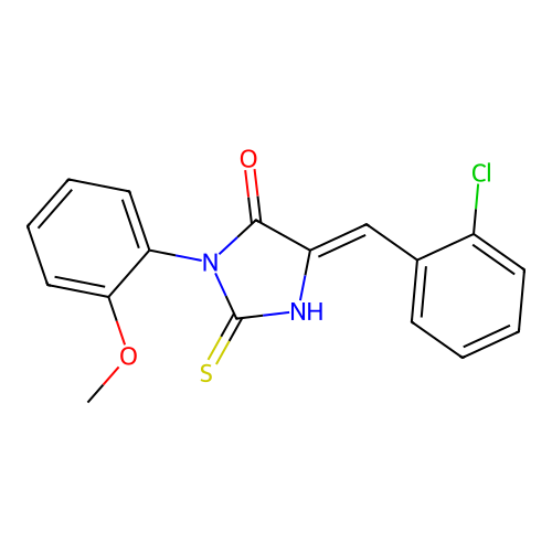 4-Imidazolidinone, 5-((2-chlorophenyl)methylene)-3-(2-methoxyphenyl)-2-thioxo- structure