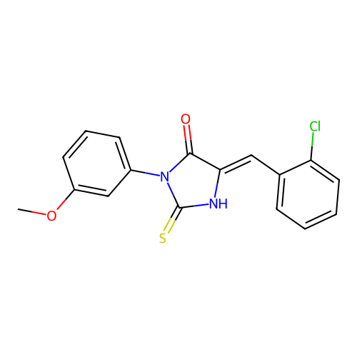 4-Imidazolidinone, 5-((2-chlorophenyl)methylene)-3-(3-methoxyphenyl)-2-thioxo- structure