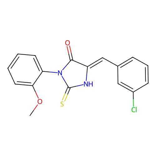 4-Imidazolidinone, 5-((3-chlorophenyl)methylene)-3-(2-methoxyphenyl)-2-thioxo- structure